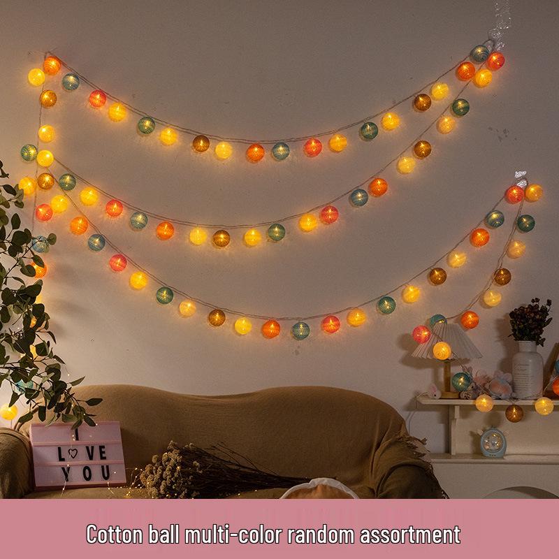 LED Cotton Ball Fairy Lights - Christmas & Bedroom Decor