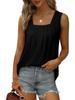 2024 Women's Sleeveless Square Collar Vest T-Shirt, Solid Color Swallowtail Suspenders Top