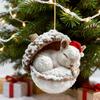 Yousheng 2D Forest Animal Acorn Ornaments Cozy Forest Animal In Snow Frosted Pine Cone Ornaments Woodland Creature Acrylic Hanging Ornament for Lover
