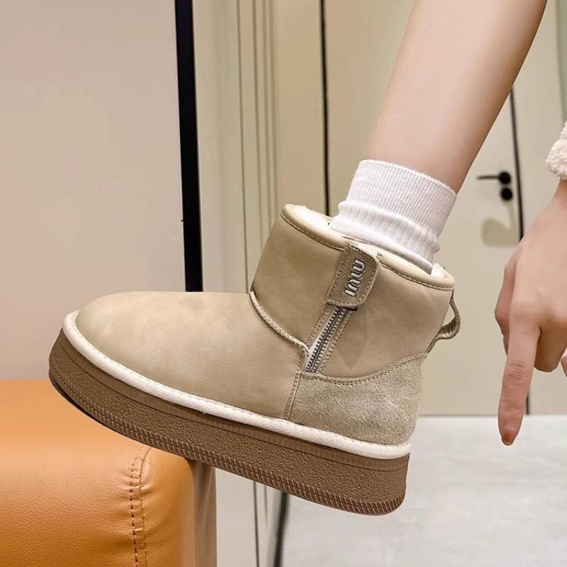 Snow Boots Women's Platform Short Boots Winter New Side Zipper Piled Thickened Short Snow Cotton Shoes