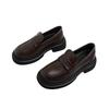 Cowhide Version! Half-song British Style Retro Platform Lazy Loafers Women's Small Men's Height Increase Small Leather Shoes Women's Single Shoes