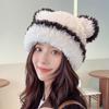 Cute Bear Ears Knitted Hat Children's Autumn and Winter New Soft Waxy Plush Big Head Circumference Warm Bag Head Wool Hat