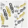 20 Pcs Musical Note Shaped Metal Paper Clip Bookmark Stationery MIT
