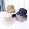 Women Fall Winter Fisherman Hat Flat Top Wide Brim Thick Soft Square Pattern Solid Color Sunshade Windproof Warm Decorative Lady Deep Bucket EMA