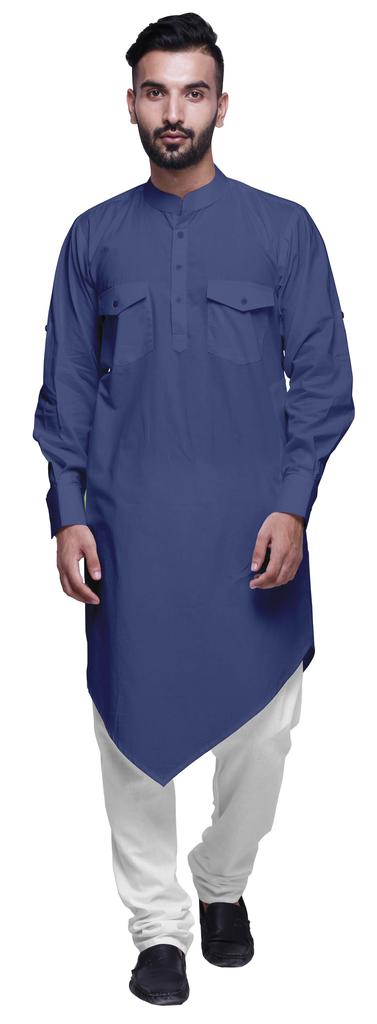 Atasi Long Sleeve Designer Kurta For Men Indian Cotton Casual Long Kurta