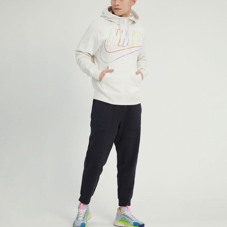 Nike Club Fleece Logo Print Zip Hoodie Men Hoodie White DX0536-030