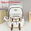 Color Cute Blocked Letter Printed Student Leisure Backpack With Pendant Plush