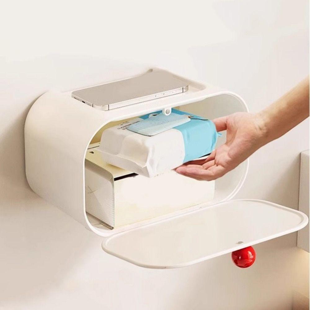 No Punching Wall Mounted Tissue Box Plastic Paper Towel Box Creative Cartoon Tissue Holder Kitchen