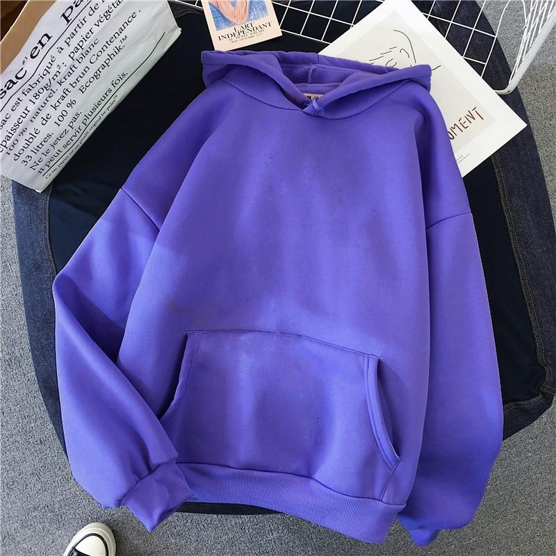 Women's Fashion Casual Solid Color Hooded Sweatshirt Loose Sports Tops Pullover