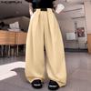 Men's High Waist Zipper Ruffled Long Wide Legs Pants Trousers