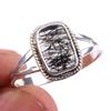 Natural Black Rutile Gemstone Handmade 925 Solid Sterling Silver Ring S.10 S4q93