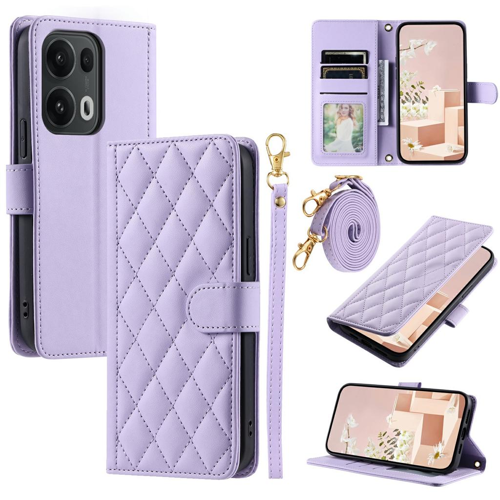 For Oppo Reno13 Pro 5G Wallet Case Rhombus Grid PU Leather Phone Cover