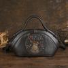 Genuine Leather Handbag Retro Embossed Women Bag Hand Painted Versatile Cowhide Shoulder & Crossbody Bags