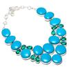 Arizona Turquoise, Diopside Handmade 925 Sterling Silver Necklace 18" P9D72
