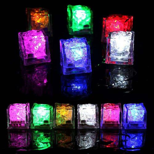Set of 12 LED Sensor Ice Lights, Multicolored, Glowing Ice Cubes for Parties, Champagne Towers, Weddings, Year-End Parties, and Bar Decorations
