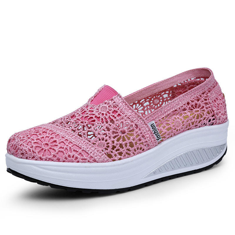 Summer Fashion Women's Thick-soled Breathable Mesh Non-slip Sports Fitness Rocker Ladies Sneakers Walking Shake Casual Shoes