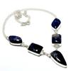 Sodalite Gemstone 925 Silver Plated Handmade Jewelry Necklace 18"