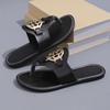 2024 Summer New Simple Metal Buckle Clip Flip-Flops Fashion Beach Plus Size Sandals Women Chaussure Femme