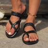 Сандалии женские, летние, новая корейская версия, шлепанцы с застежкой на носок, уличные модные повседневные нескользящие сандалии на плоской подошве, женские пляжные шлепанцы2024