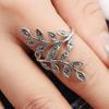 Women's Vintage Punk Leaf Shape Rhinestone Decor Ring Party Jewelry Charms
