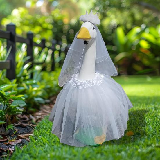 Yousheng White Wedding Porch Goose Clothes Easy To Wear Festival Goose Attire Garden Decor Porch Goose Outfit