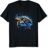 Sea Turtles In Space Shirt for Men Ocean Meets Galaxy Graphic Tees Men Black Short Sleeve T-Shirt