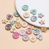 10Pcs Round Heart Pentagram Decorative Wood Buckle Handmade DIY Doll Costume Button