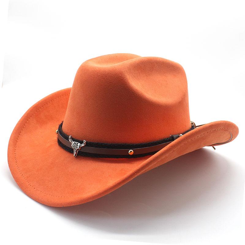 Horn Men'S And Women'S Knight Hat Felt One-Word Hat Top Hump Adjustable Western Cowboy Hat