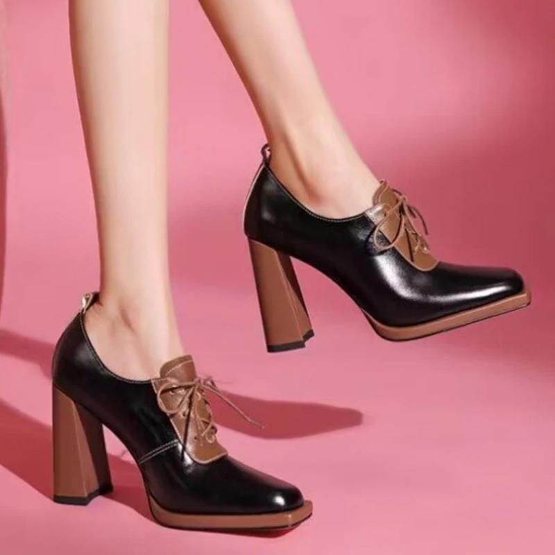 Super High Heels Women Shoes PU Leather Chunky Elegant Loafers Shoes Woman 2024 Trend Designer Dress Pumps Mujer Zapatillas