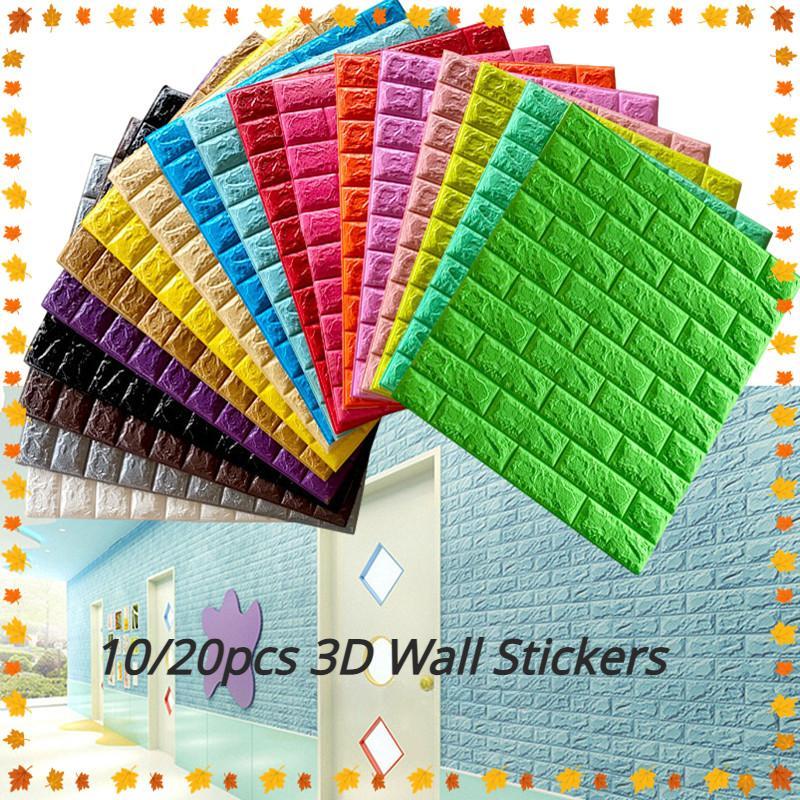 10/20 Piece Self Adhesive Wall Stickers for Home Decor Muticolor DIY Waterproof Foam Wallpaper Living Room Kitchen TV Background Tools for Decorating