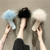 Furry Flat Indoor Fluffy Sandals Beige Woman Slippers Black Fuzzy Summer Slides Shoes for Women 2025 B Casual Vip 39 Sale Y