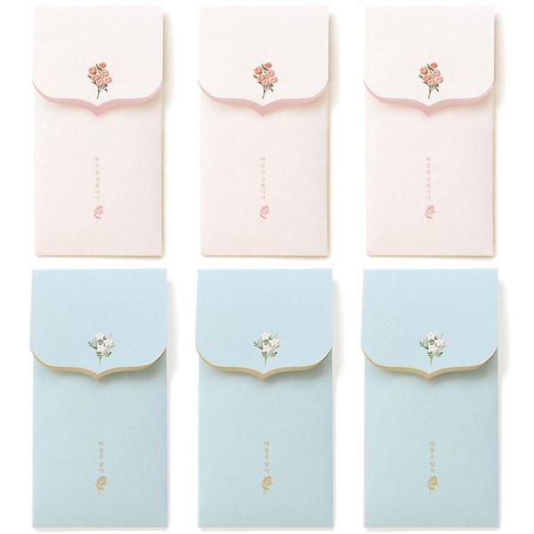 The Som Flower Congratulatory Envelopes 2-piece Set, Pink, Blue, 3 Sets