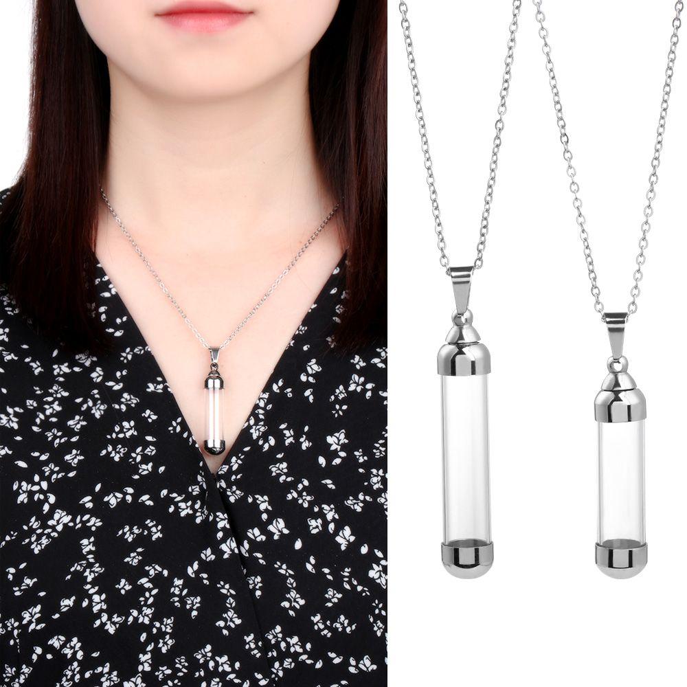 Openable Screw Cap Steel Chain Wishing Bottle Pendant Lucky Charm Glass Vial Necklace Perfume Jars