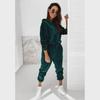 Women's Solid Color Gold Velvet Hooded Long-Sleeve Sports Casual Suit - Autumn/Winter 2021