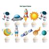 Astronaut Party Banner & Cake Topper Set with Rocket & Nine Planet Hanging Ornaments