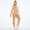 Women  Seamless Washed Peach Hip Lifting Sports Running Fitness O Neck Long Sleeve Pant Suits