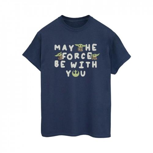 Star Wars Womens/Ladies The Mandalorian Grogu May The Force Be With You Cotton Boyfriend T-Shirt