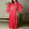 Women Satin Long Nightdress Silk Lace Lingerie Nightgown Sleepwear Sexy Robe