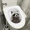 Raccoon Squirrel Toilet Sticker Removable Self-adhesive Waterproof PVC Living Room Wall Art Animal Bathroom Toilet Lid Decoration Decal
