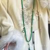 Natural Stone Prayer Necklace Women Buddhist Buddha Meditation Green  Necklace Long Tassel Chokers Gift