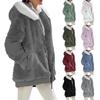 Women's Loose Plush Hooded Jacket Casual Solid Color Zippered With Pockets