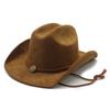 Fashion Men And Women French Windbreak Rope Travel Vacation Suede One-Word Cowboy Hat