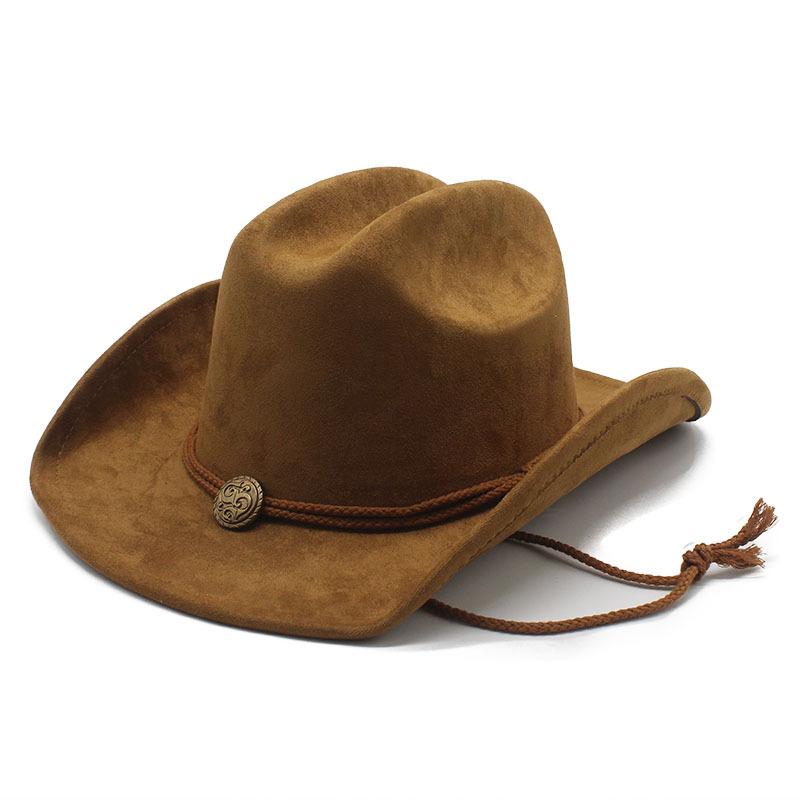Fashion Men And Women French Windbreak Rope Travel Vacation Suede One-Word Cowboy Hat