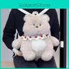 With Bear Rabbit Bib Plush Toy Backpack Stuffed Doll Cartoon Gift Decoration