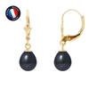 Earrings - - 7-8 Mm Pears - Yellow Gold - Black Cultured Pearls - 2 Year Warranty