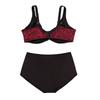European and American Plus-size Printed Bra and Panty Set with Lace Underwire and Mid-waist Printed Briefs