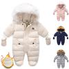 Thick Warm Infant Baby Jumpsuit Hooded Inside Fleece Boy Girl Winter Autumn Overalls Children Outerwear Kids Snowsuit