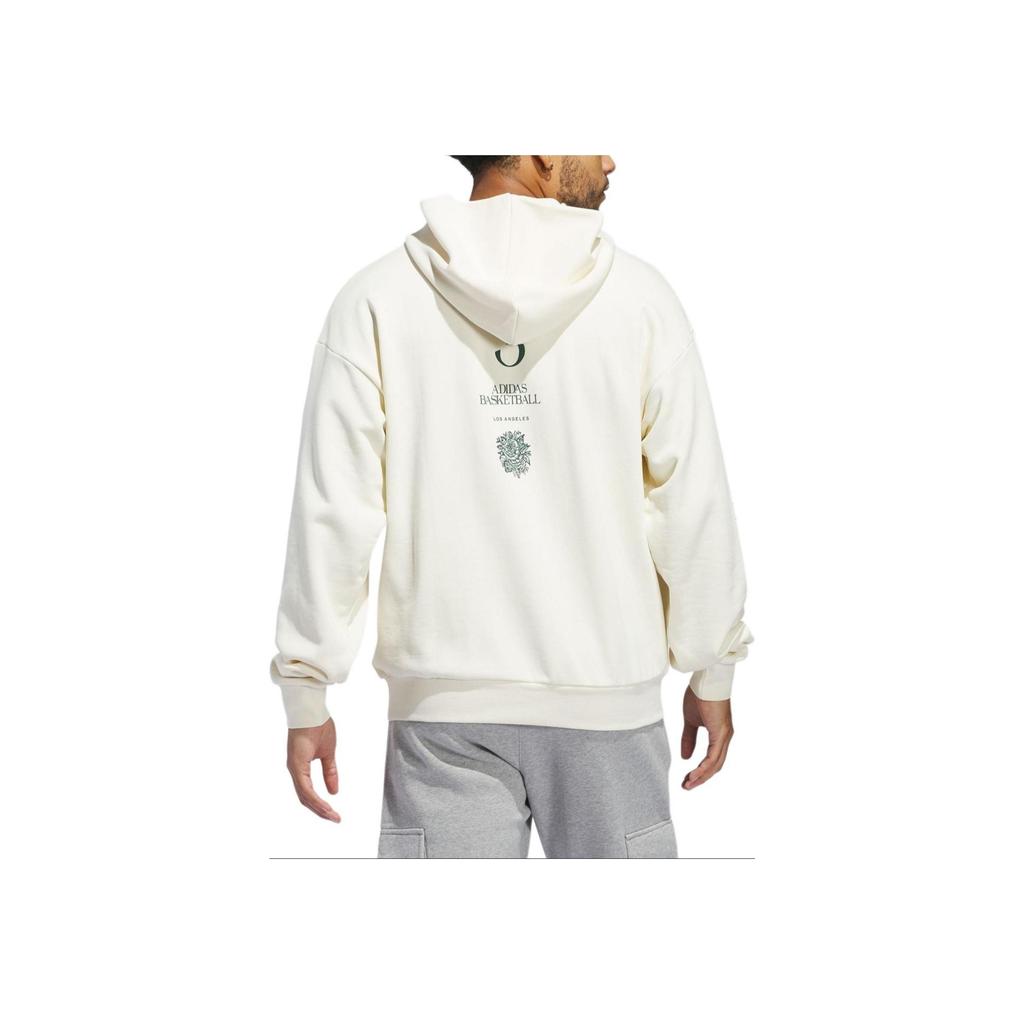 Adidas Originals La To The World Graphic Hoodie Comfortable Sports Hooded Sweatshirt Unisex Hoodies Off-White Forest-Green JJ4038