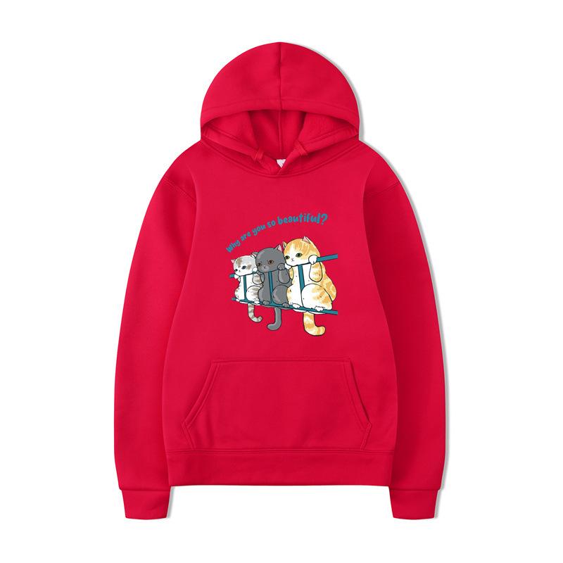 Cat Men Fashion Hoodies Men Women Hooded Sweatshirts Fashion Hip Hop Pullovers Autumn Boys Girls Black Streetwear Hoodie