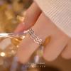 Banyan Tree S925 Silver Triple Wave Korean Ring, Adjustable Plain Cold-Style